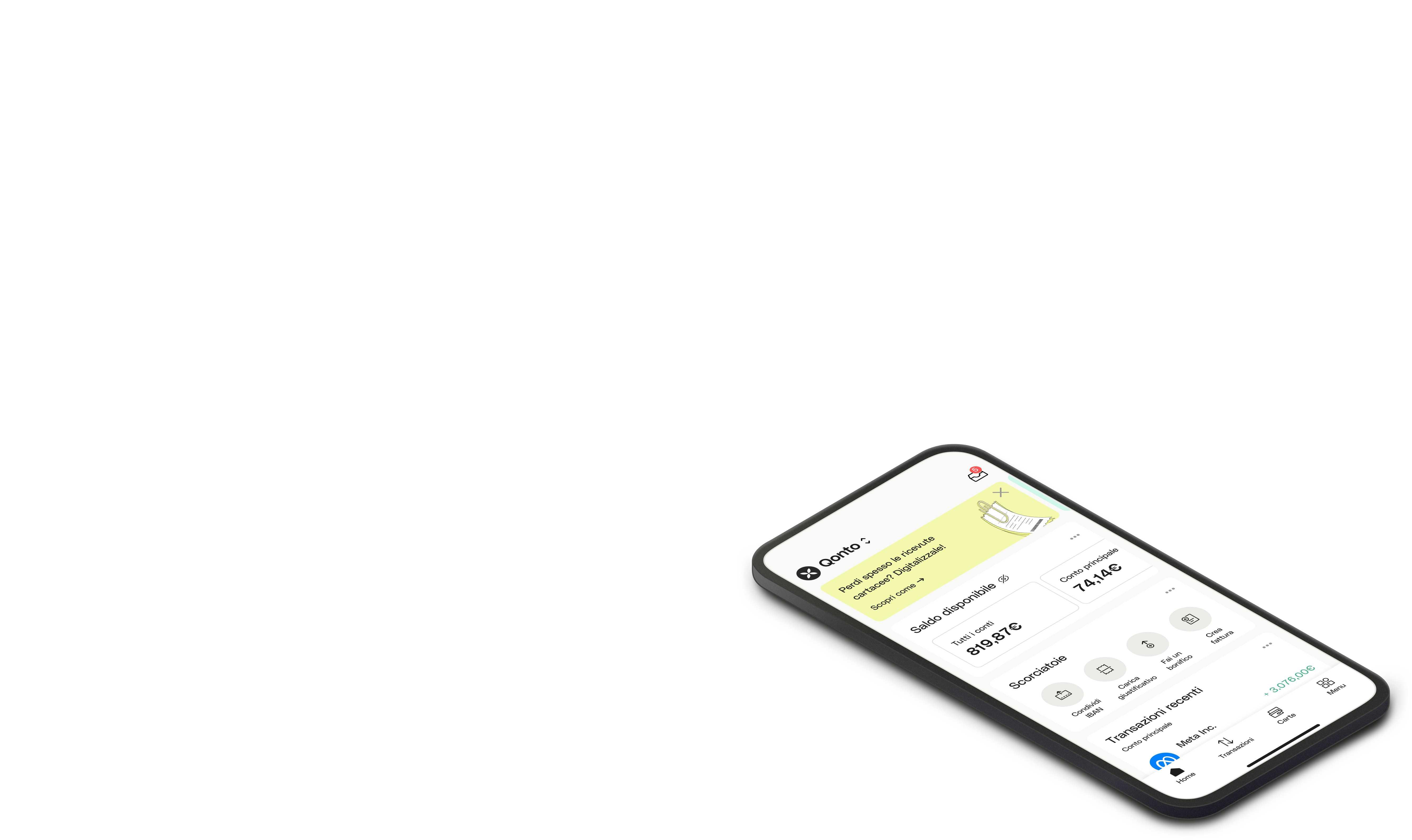 Telefono dell'account aziendale Parallax Mockup dell'interfaccia utente IT