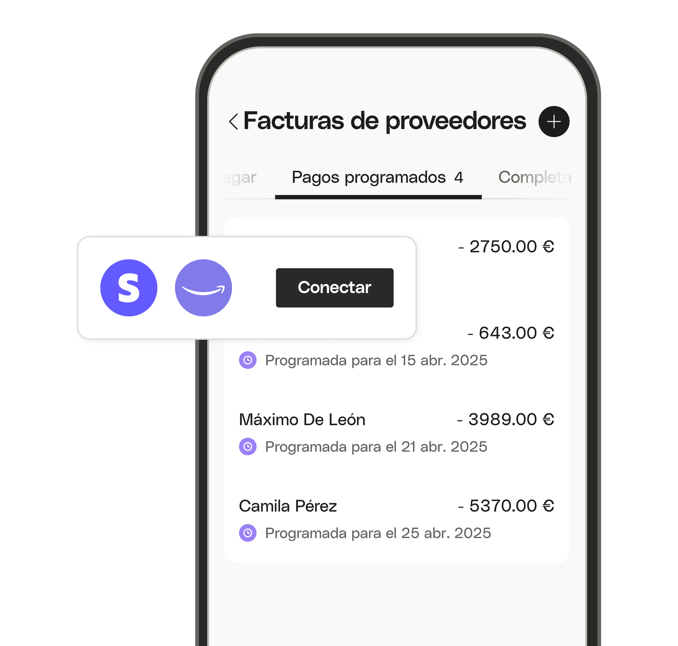 Tarjetas de interfaz web Bento Cuentas por pagar Complemento expandible