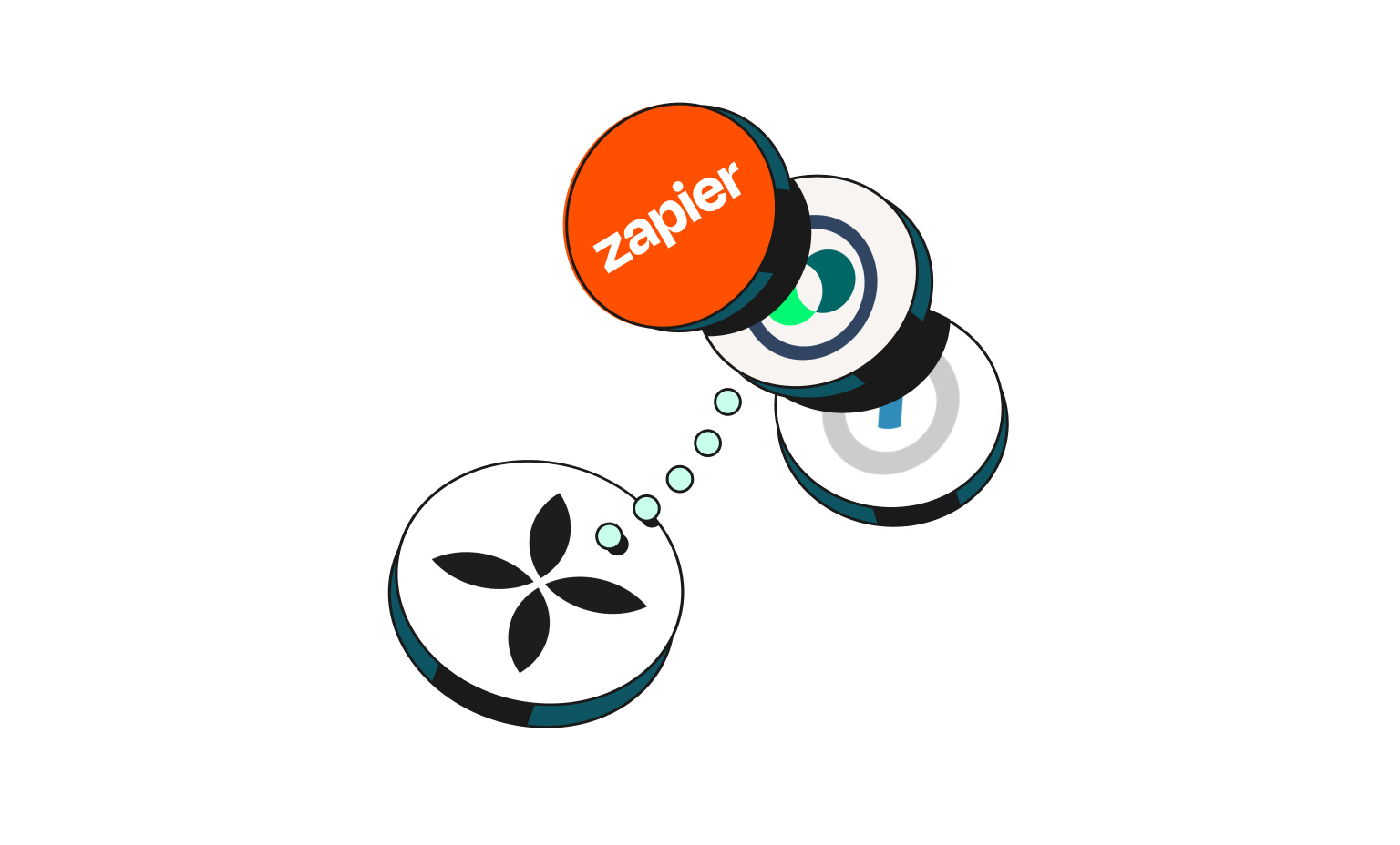 WEB Flow Mint Cards Bento Headline Integrationen Zapier Pennylane