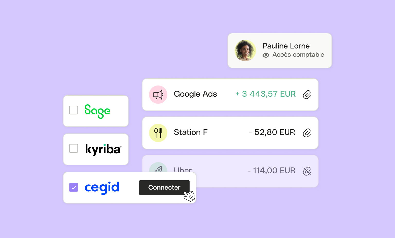Interface utilisateur Web Plum Cards Bento Headline Accès comptable