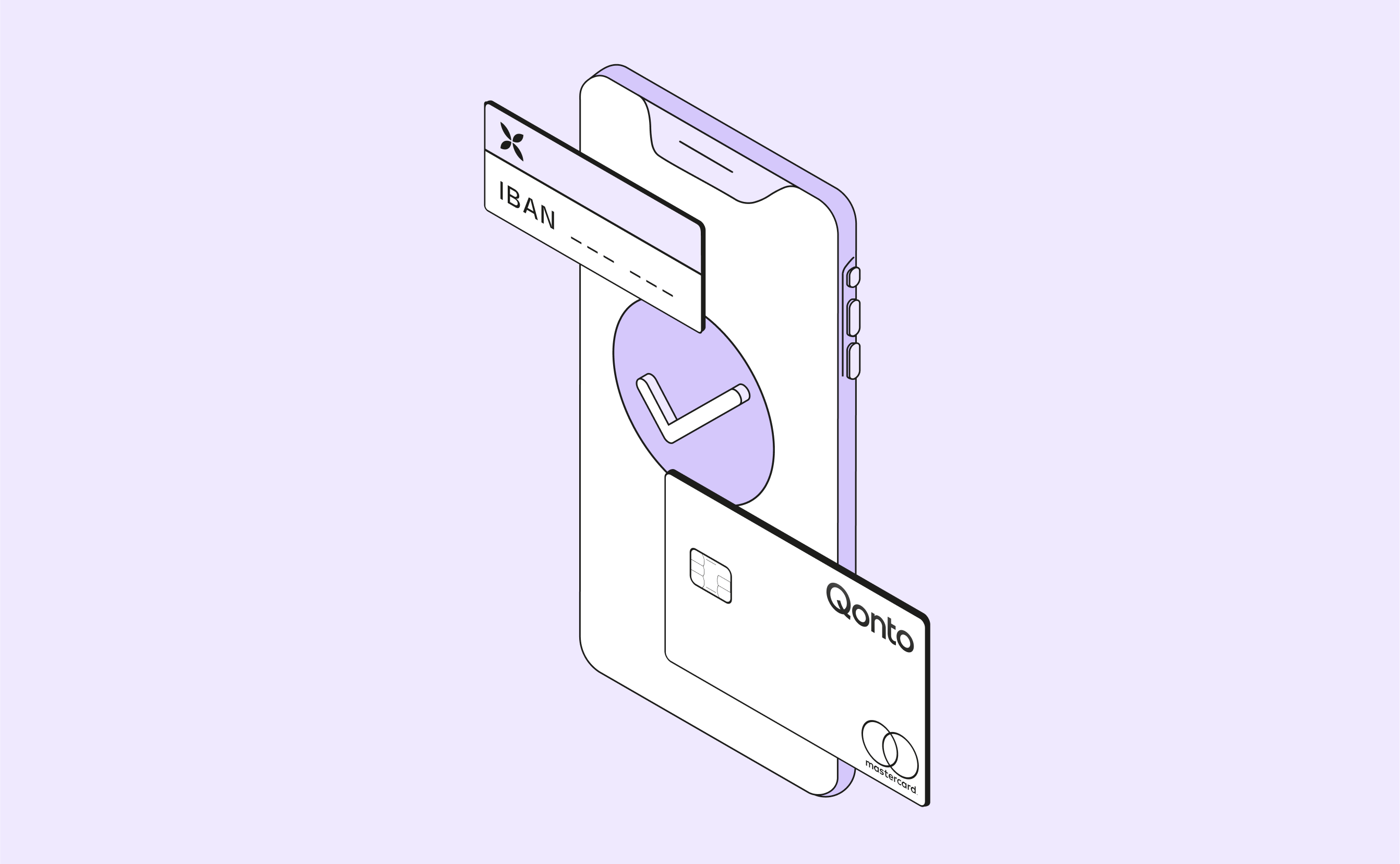 Copertina postale Carta IBAN del telefono viola